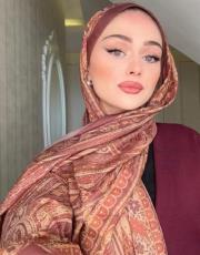 kahve sarmaşık desenli şal