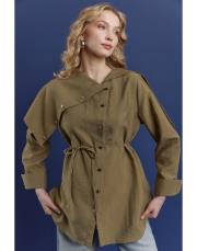 haki sarah yaka detaylı gömlek