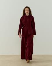 bordo lady pantolonlu takım