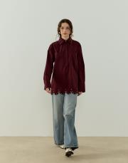 bordo floral gömlek