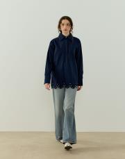 lacivert floral gömlek