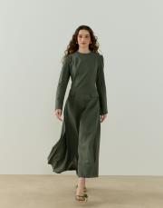 haki monoly keten elbise