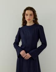 lacivert monoly keten elbise 4