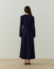 lacivert monoly keten elbise 5