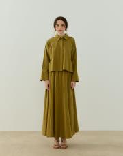 yağ yeşili nervürlü keten takım 2