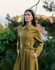 yağ yeşili lera keten elbise 2