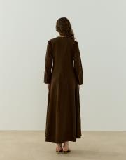 kahve lara keten elbise 3