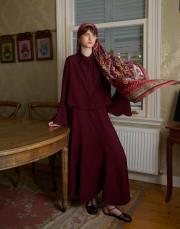 gül kurusu elena desenli floş viskon şal 2