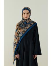 lacivert elena desenli floş viskon şal