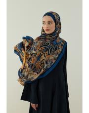 lacivert elena desenli floş viskon şal 2