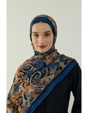 lacivert elena desenli floş viskon şal 3