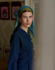 yağ yeşili tiana desenli floş viskon şal 2