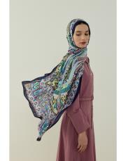 lacivert tiana desenli floş viskon şal 2