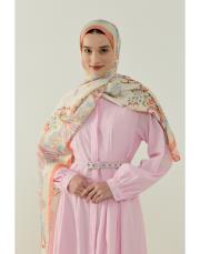 toz pembe vanessa desenli floş viskon şal