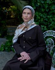 krem vanessa desenli floş viskon şal