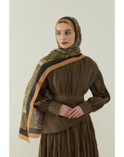 caramel hera desenli floş viskon şal 2