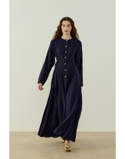 lacivert sawana elbise