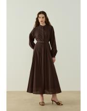 kahve safir vual elbise