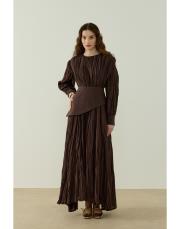 kahve moe vual elbise