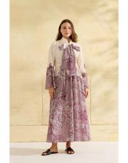 bordo rena desenli elbise 2