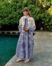 lacivert rena desenli elbise