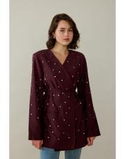 bordo taşlı blazer ceket