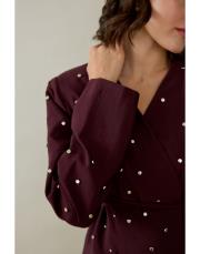 bordo taşlı blazer ceket 2