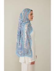 mavi luna desenli şal