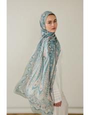 turkuaz luna desenli şal