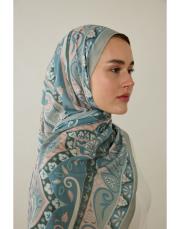 turkuaz luna desenli şal 4