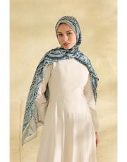 turkuaz sakura desenli şal 3