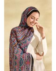 siyah sakura desenli şal