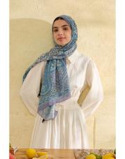 mavi elora desenli şal