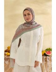 yeşil elora desenli şal 4