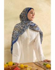 lacivert elora desenli şal 2