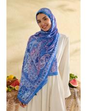 mavi eva desenli şal