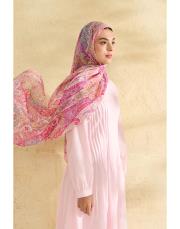 pembe eva desenli şal