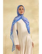 lacivert miu desenli şal