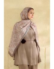 kahve lisa desenli şal