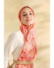 turuncu flora desenli şal 2