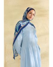 lacivert flora desenli şal 2