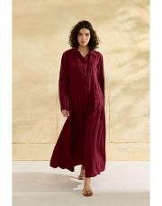 bordo alisa tensel elbise