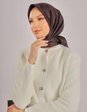 acı kahve düz twill eşarp 3