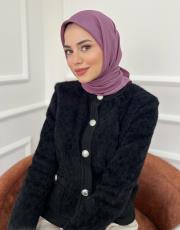 mürdüm düz twill eşarp