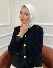 beyaz düz twill eşarp